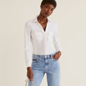 MANGO- WHITE BUTTON DOWN TOP